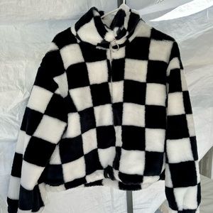 Checkered Fluffy Jacket